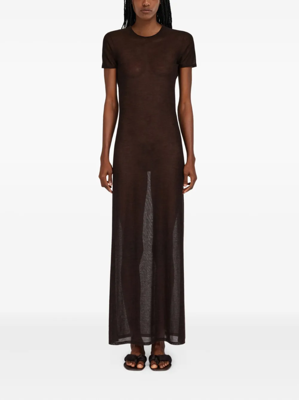 Ferragamo rolled-neckline maxi dress - Bruin