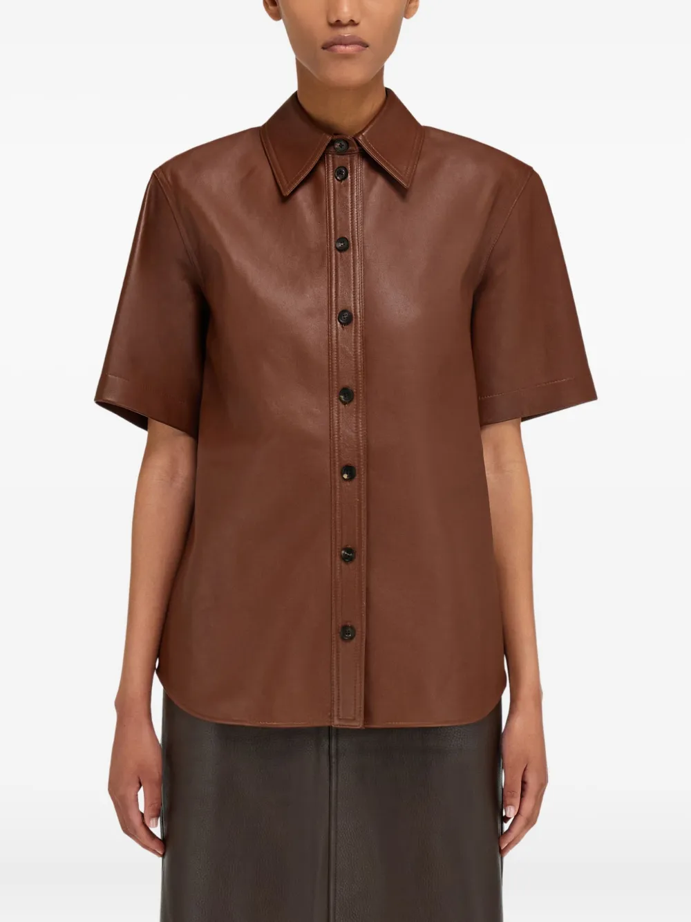 Ferragamo Nappa blouse met korte mouwen Bruin