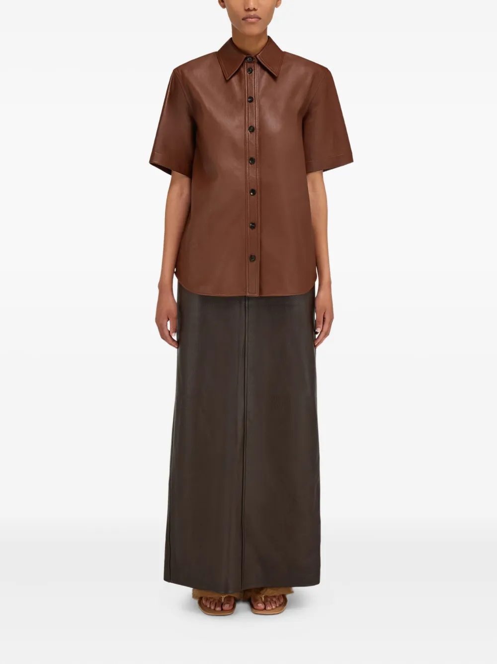 Ferragamo Nappa blouse met korte mouwen - Bruin