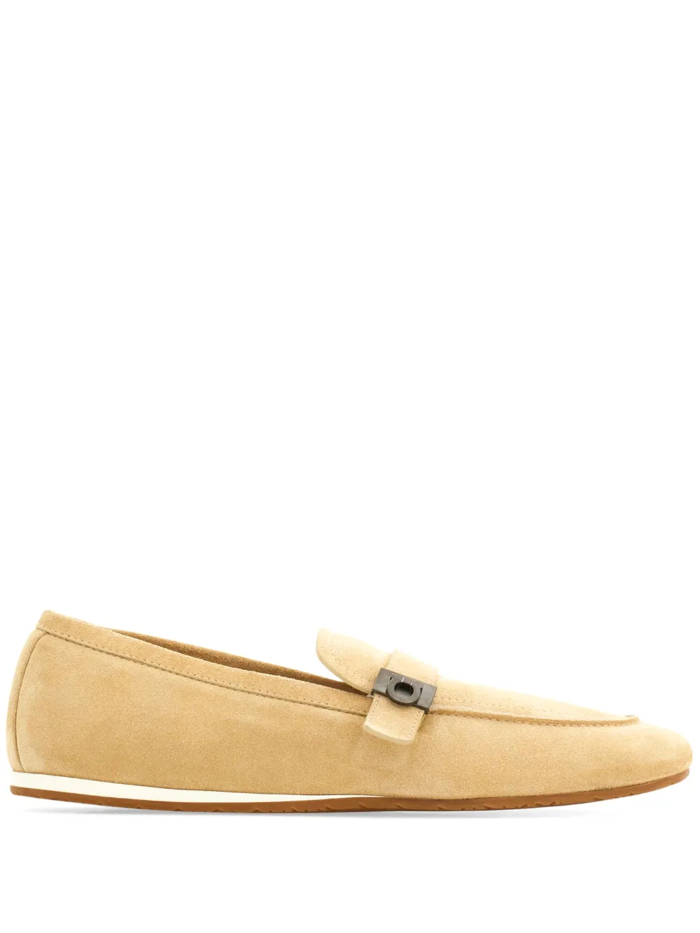 Ferragamo Hug suède loafers met gesp Beige