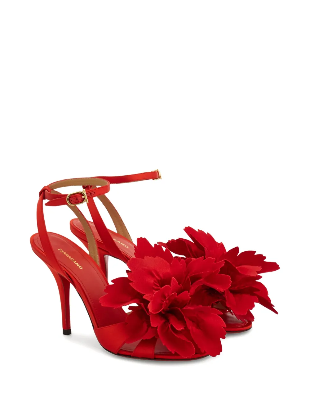 Ferragamo 90mm flower-embellished high-heel sandals Red