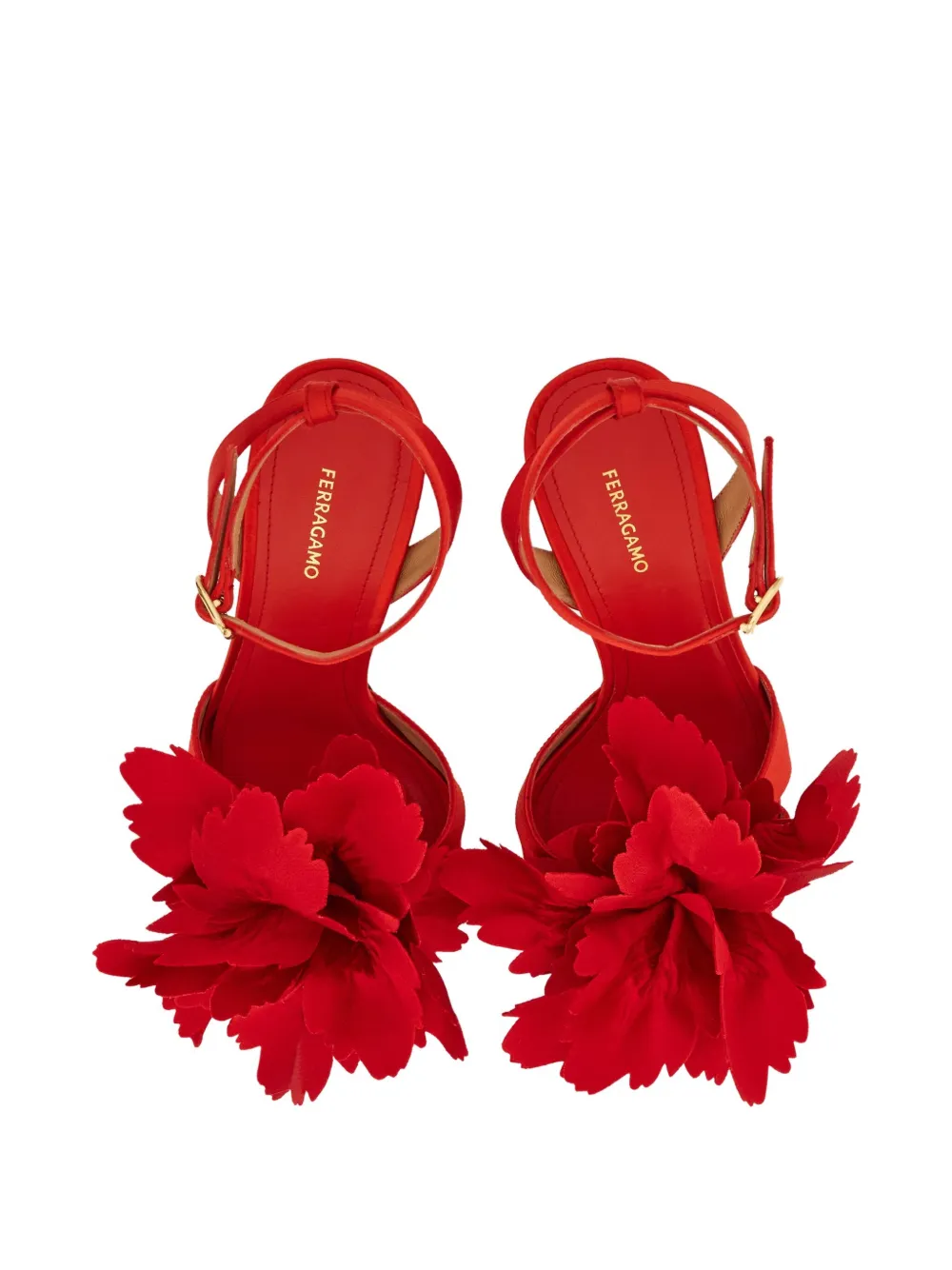Ferragamo 90mm flower-embellished high-heel sandals Red