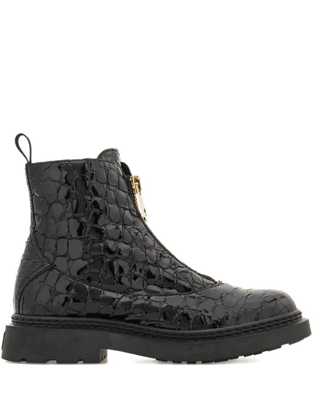 Ferragamo Laarzen met krokodilleneffect Zwart