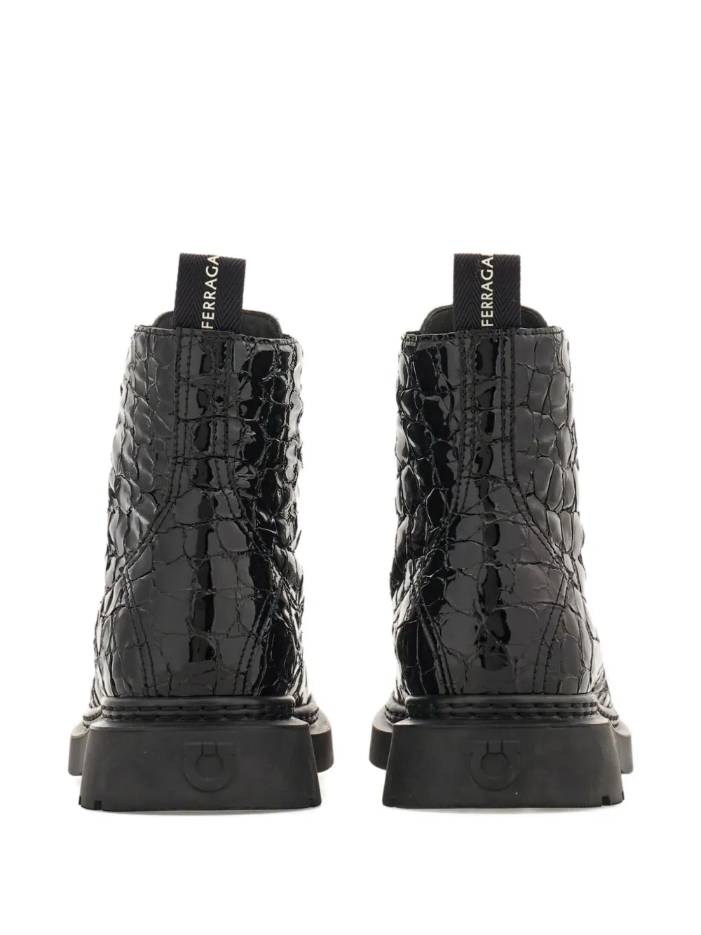 Ferragamo Laarzen met krokodilleneffect Zwart