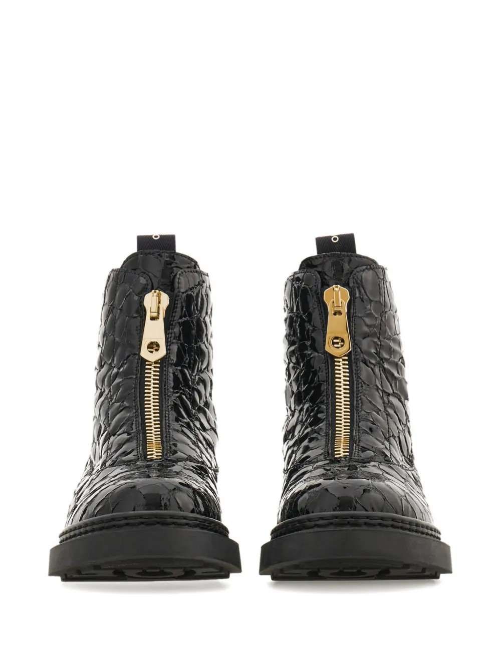 Ferragamo Laarzen met krokodilleneffect Zwart