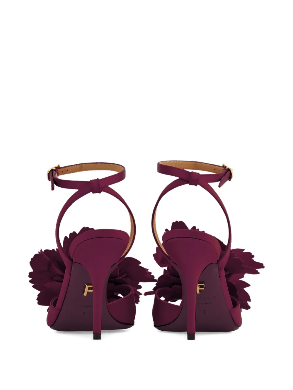 Ferragamo flower-embellished heeled sandals Purple