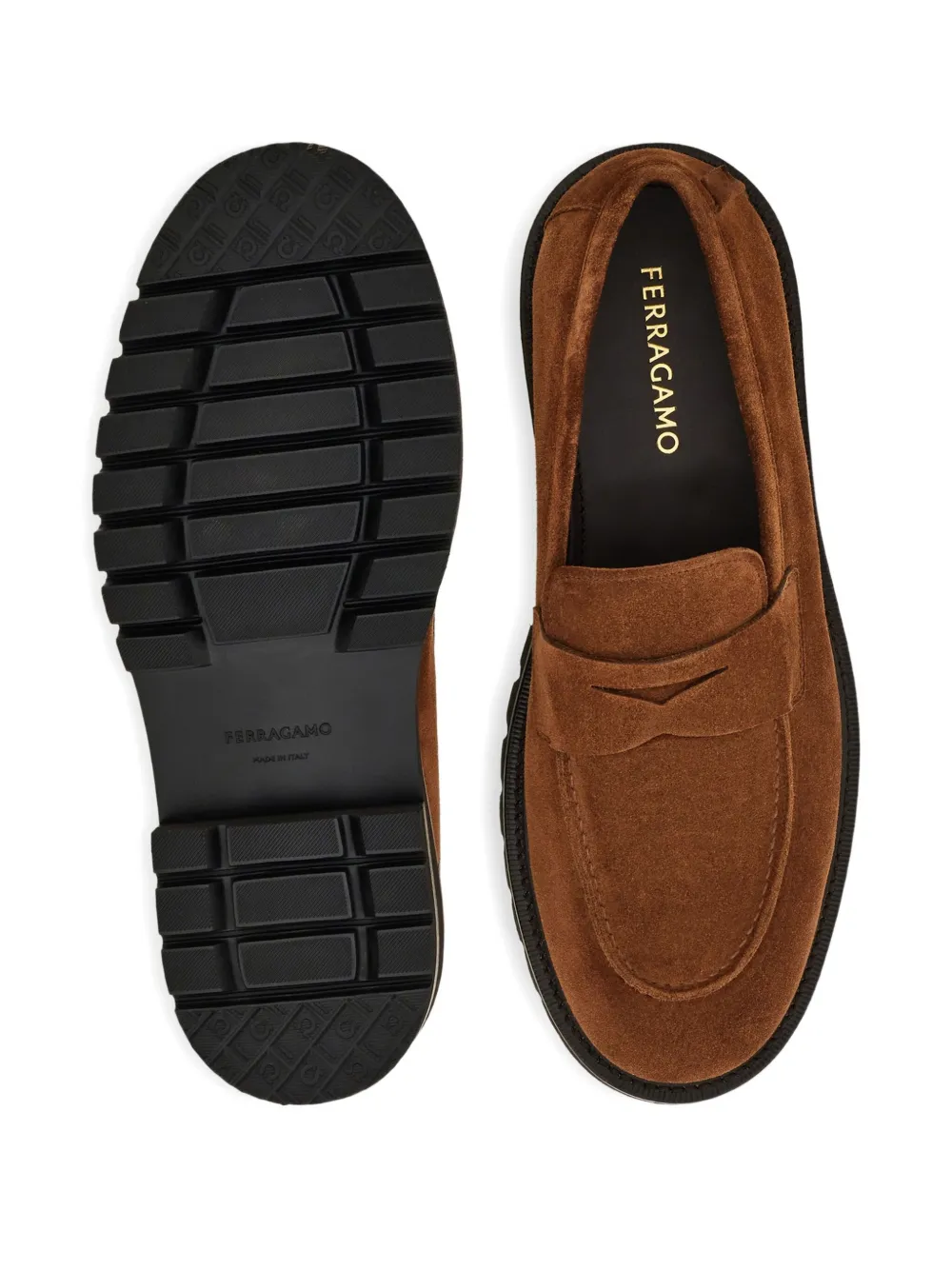 Ferragamo saddle-strap penny loafers Brown