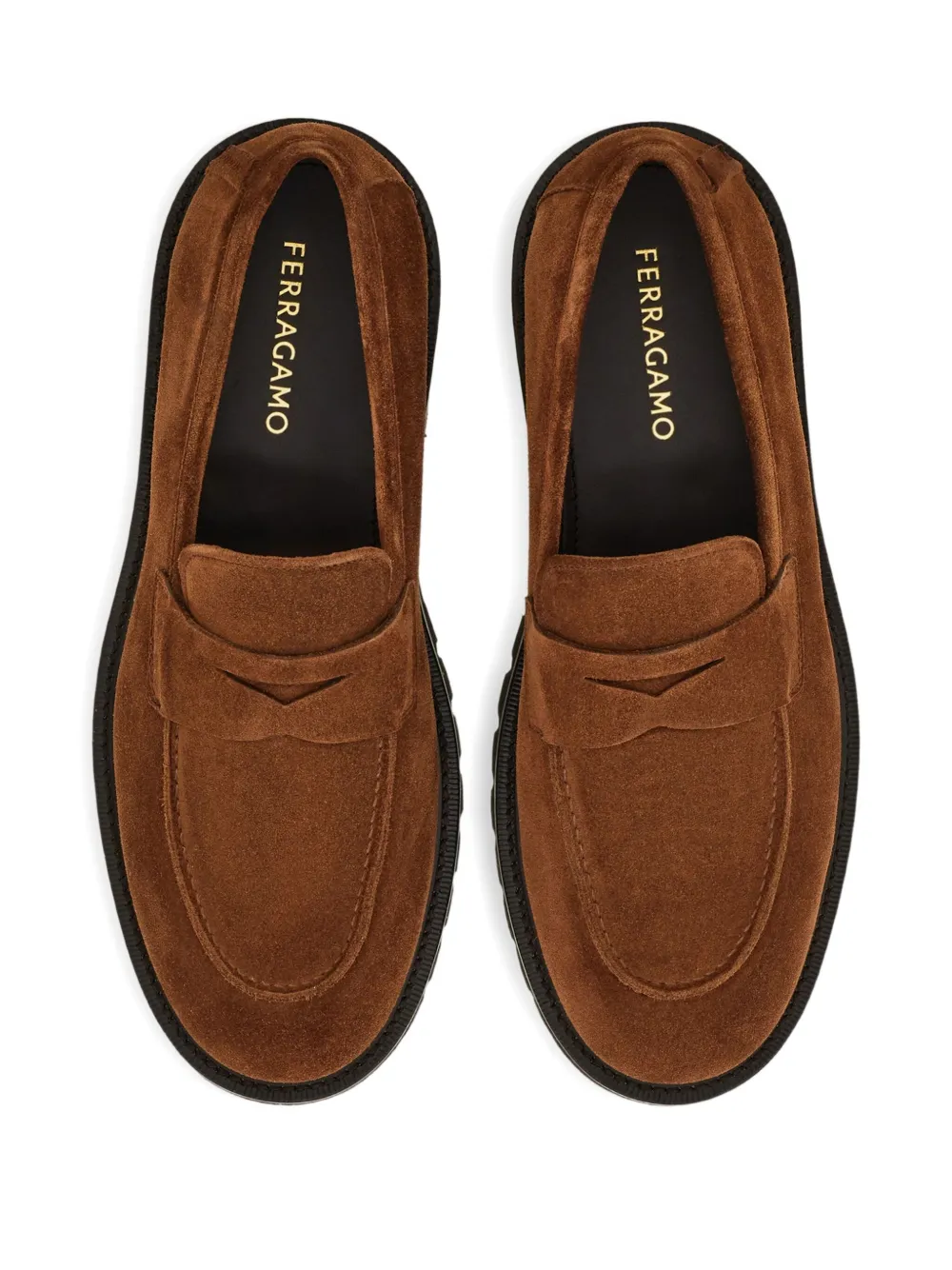 Ferragamo Penny loafers met bandje - Bruin
