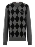 Ferragamo argyle pocket V-neck sweater - Grey