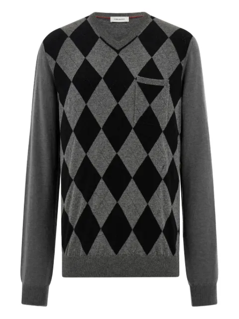 Ferragamo argyle pocket V-neck sweater