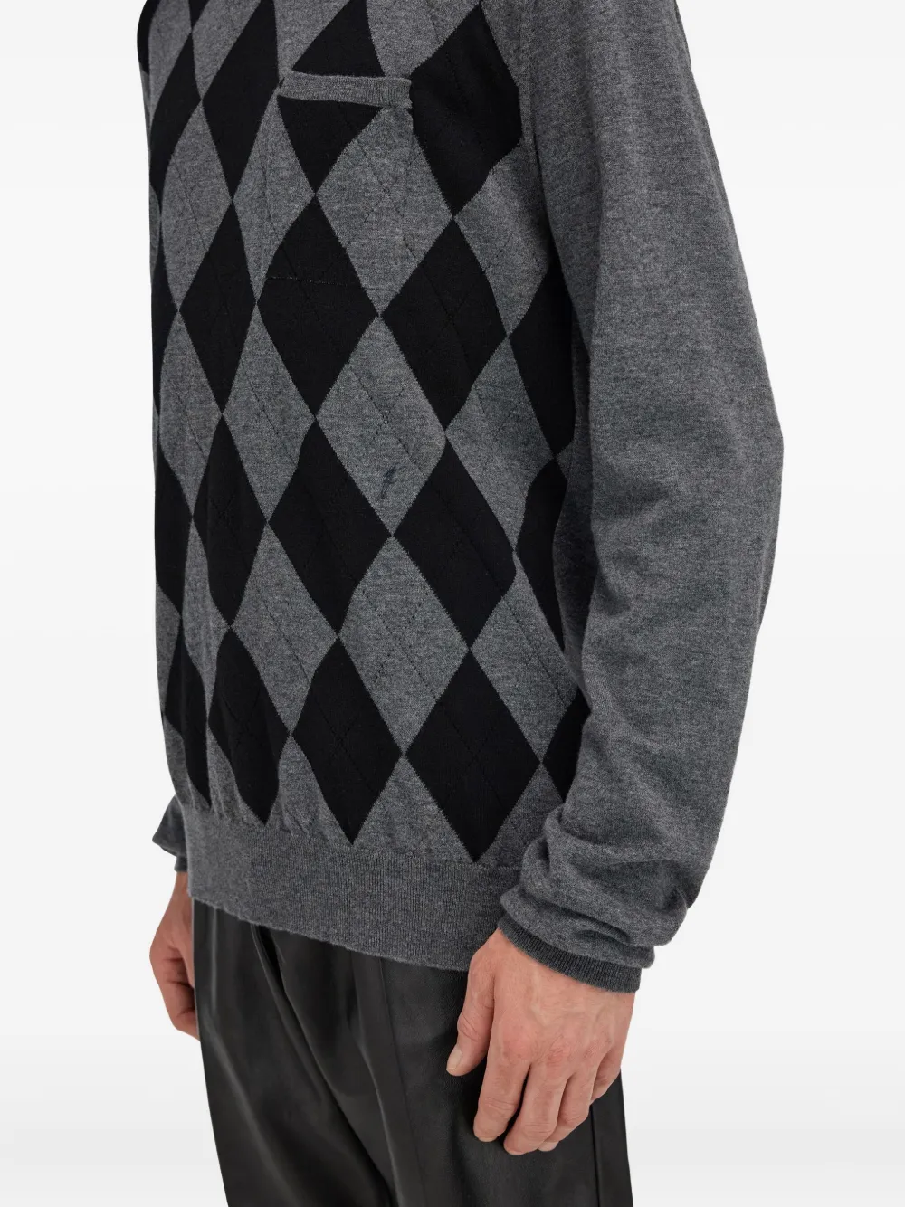 Ferragamo Trui met argyle zak en V-hals Grijs