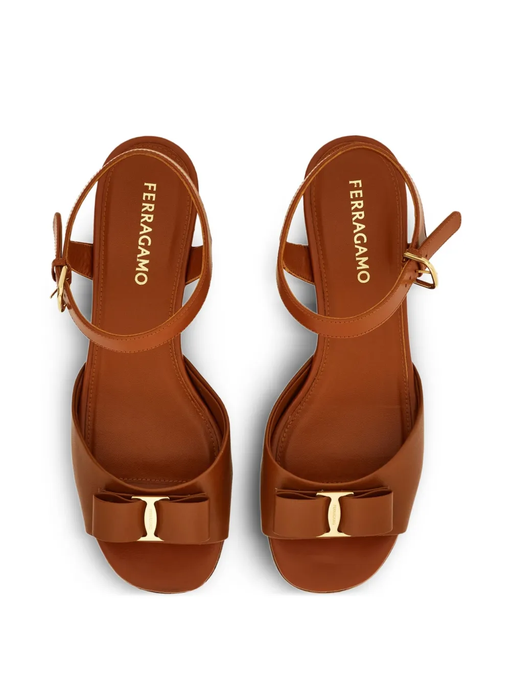 Ferragamo 70 mm sandalen met strikdetail en plateauzool Bruin