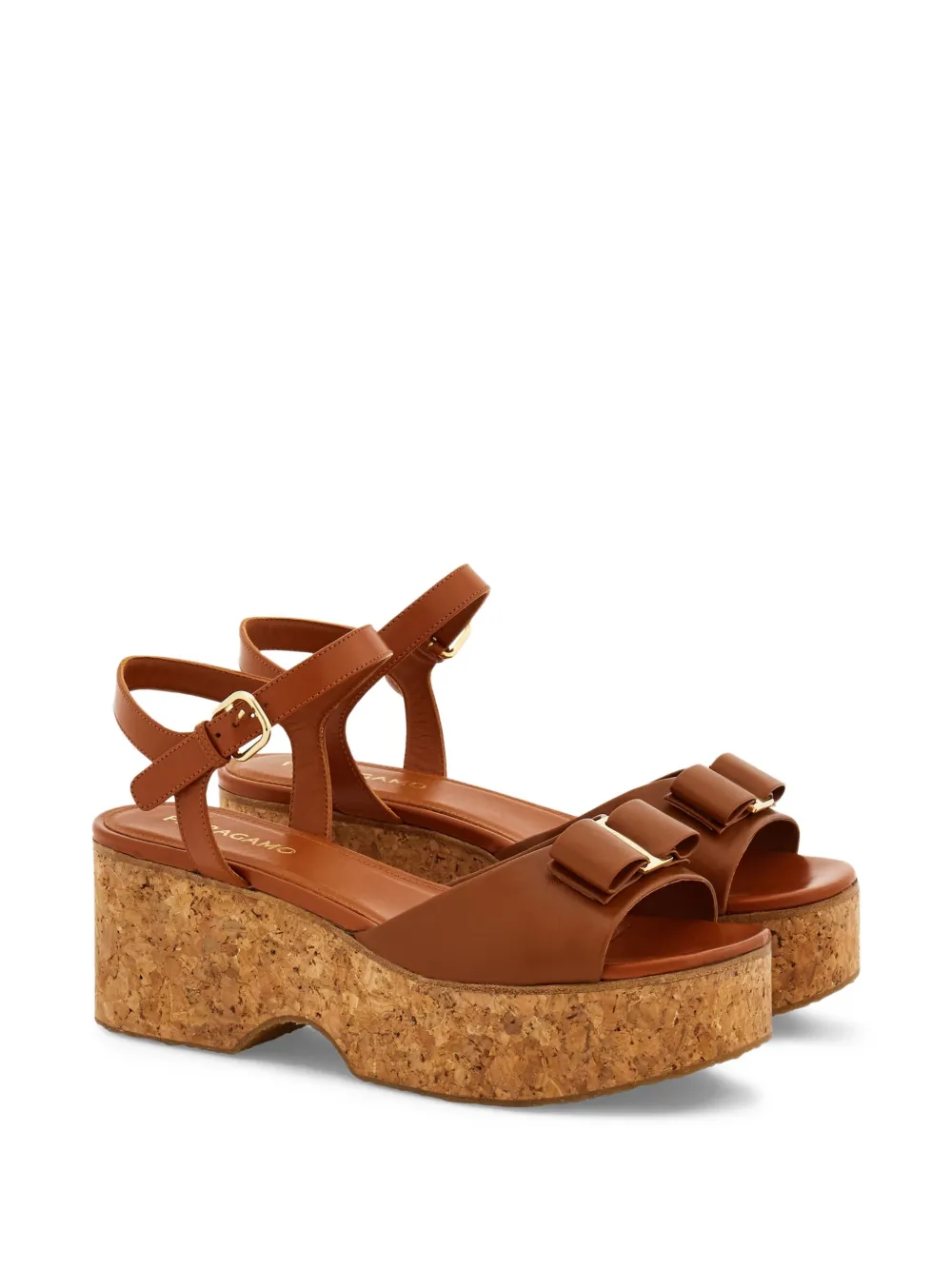 Ferragamo 70 mm sandalen met strikdetail en plateauzool Bruin