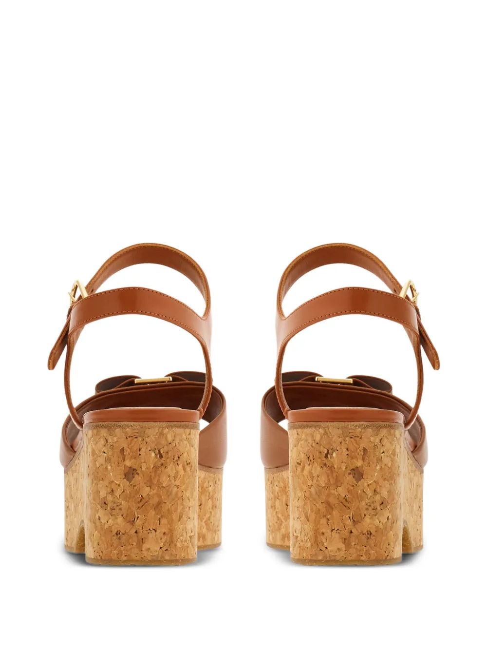 Ferragamo 70 mm sandalen met strikdetail en plateauzool Bruin