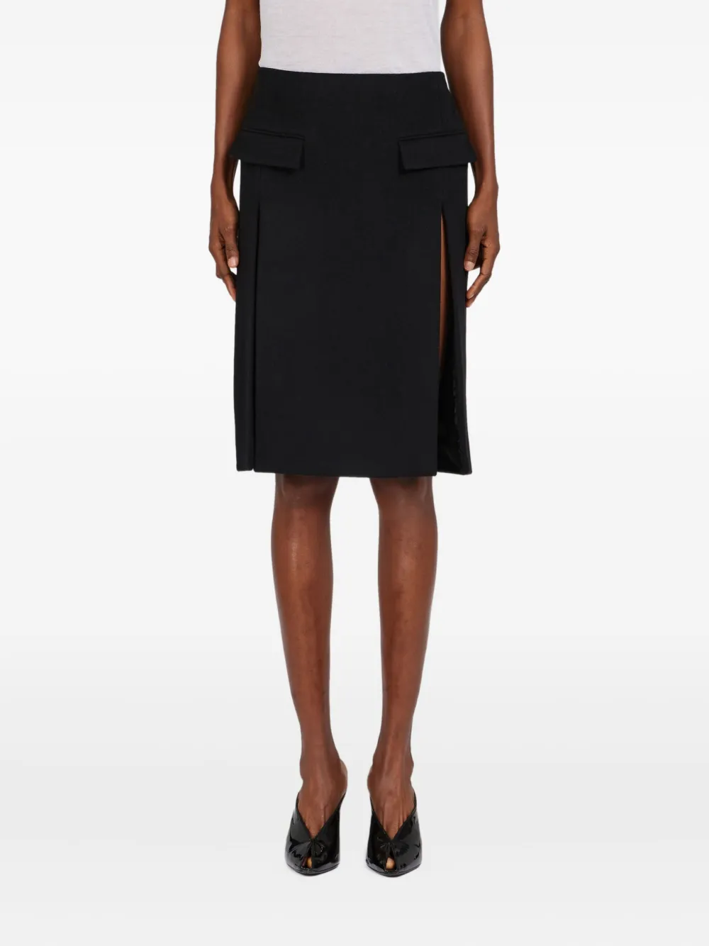 Ferragamo Midi-rok met dubbele split Zwart