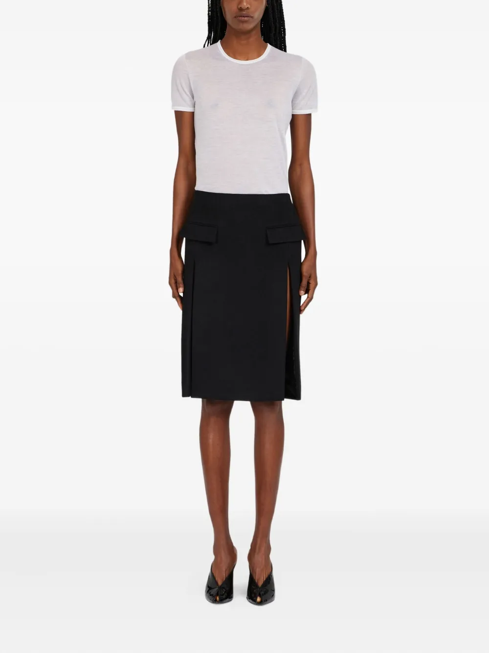Ferragamo Midi-rok met dubbele split - Zwart