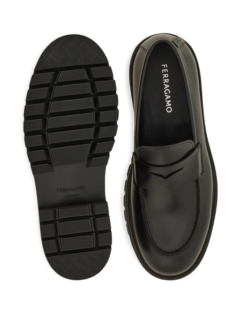 Ferragamo saddle-strap penny loafers Black