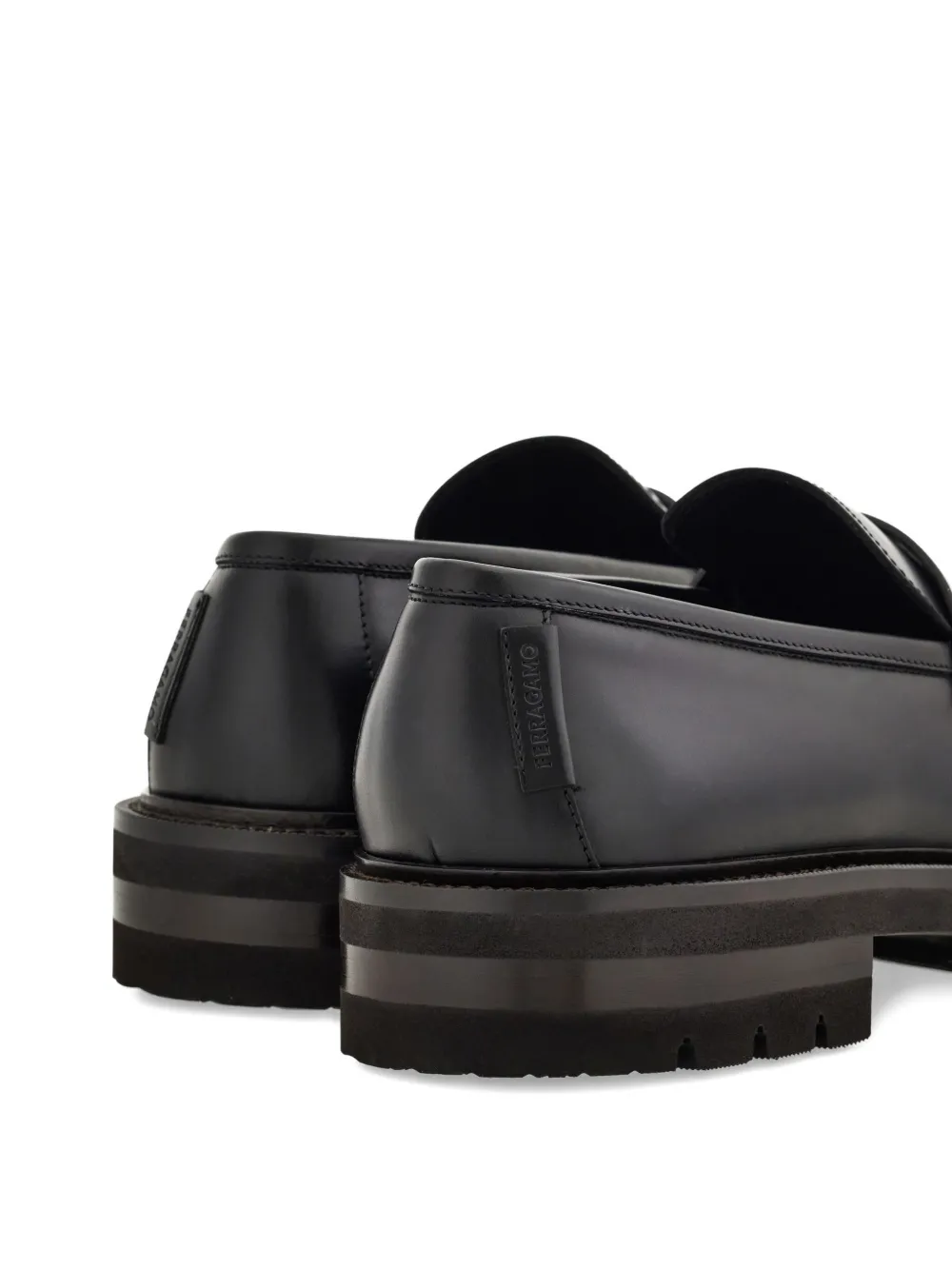 Ferragamo saddle-strap penny loafers Black