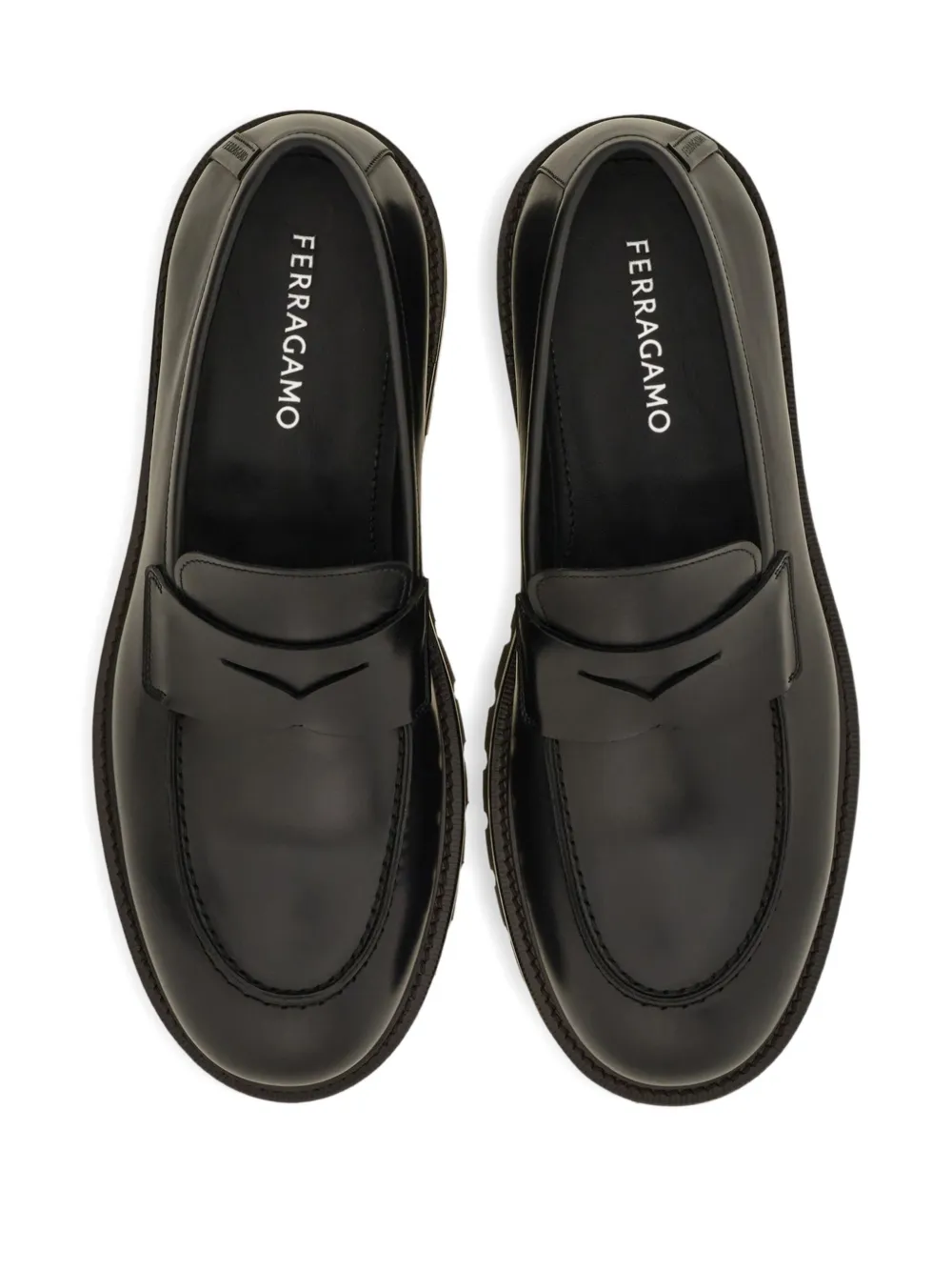 Ferragamo saddle-strap penny loafers Black