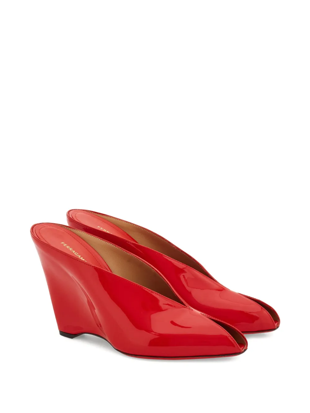 Ferragamo 90mm peep-toe mules Red
