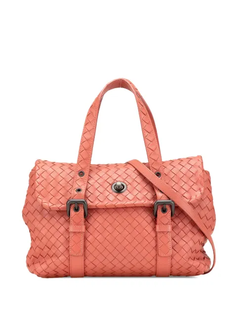 Bottega Veneta Pre-Owned bolsa satchel Flap de piel en Intrecciato 2012-2025