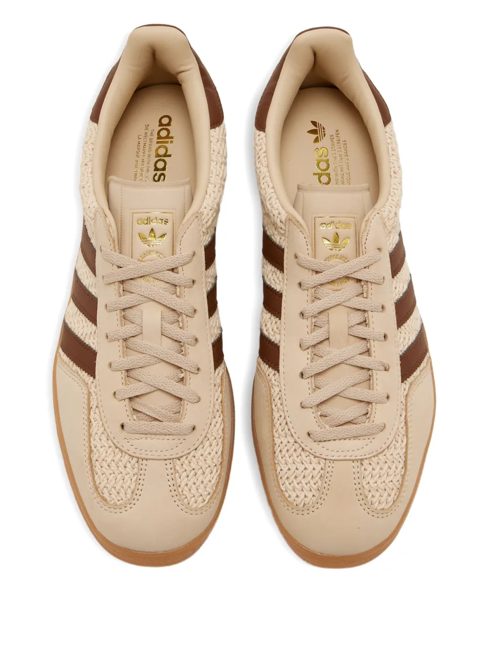 adidas three-stripes woven low-top sneakers Brown