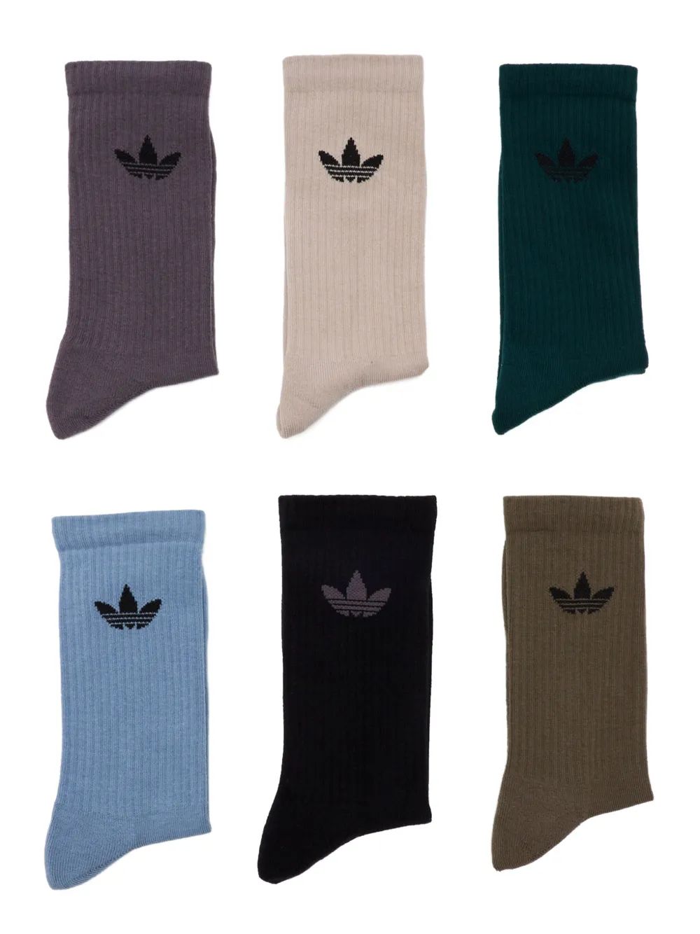 Adidas Originals Trefoil-logo Ribbed Socks (pack Of Six) In Multi