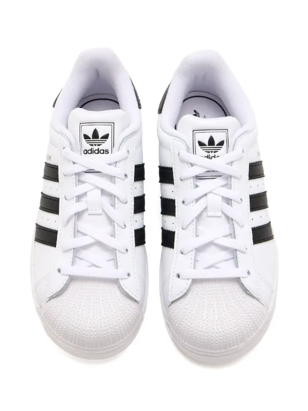 Adidas Kids Superstar three-stripe shell-toe Sneakers White
