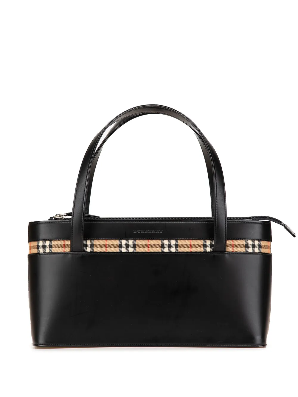 Burberry Pre-Owned 2000-2017 House Check Trimmed Leather handbag | Black | Image 1