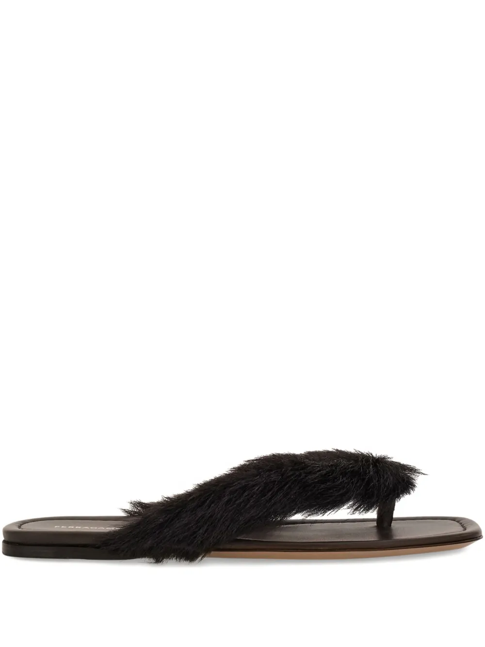 Ferragamo fur-detail thong sandals Brown