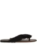 Ferragamo fur-detail thong sandals - Brown