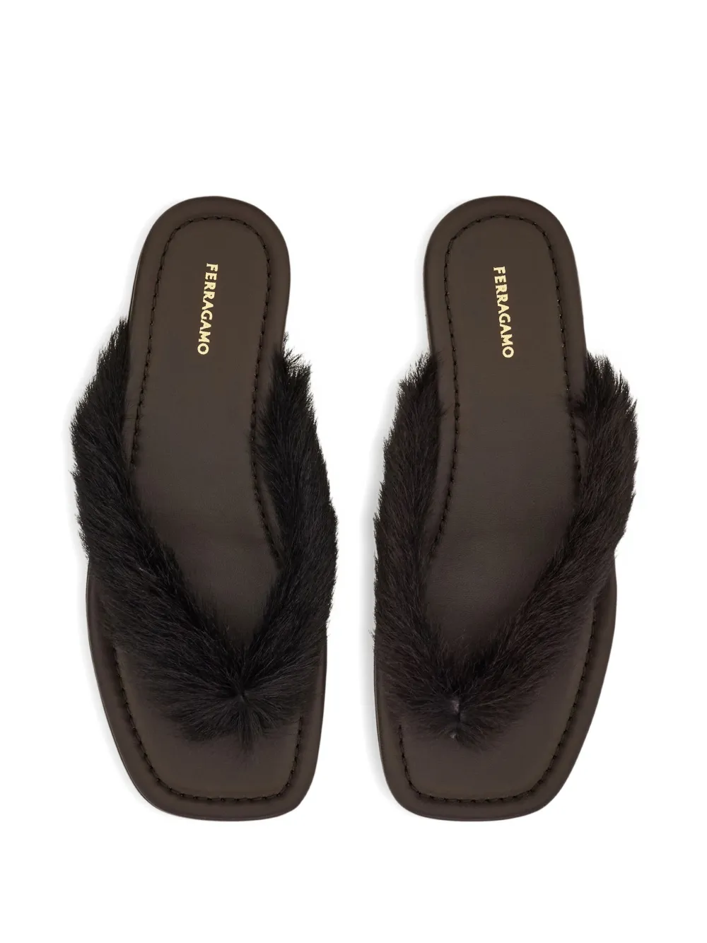 Ferragamo Loly Genuine Shearling Flip Flop In Brown