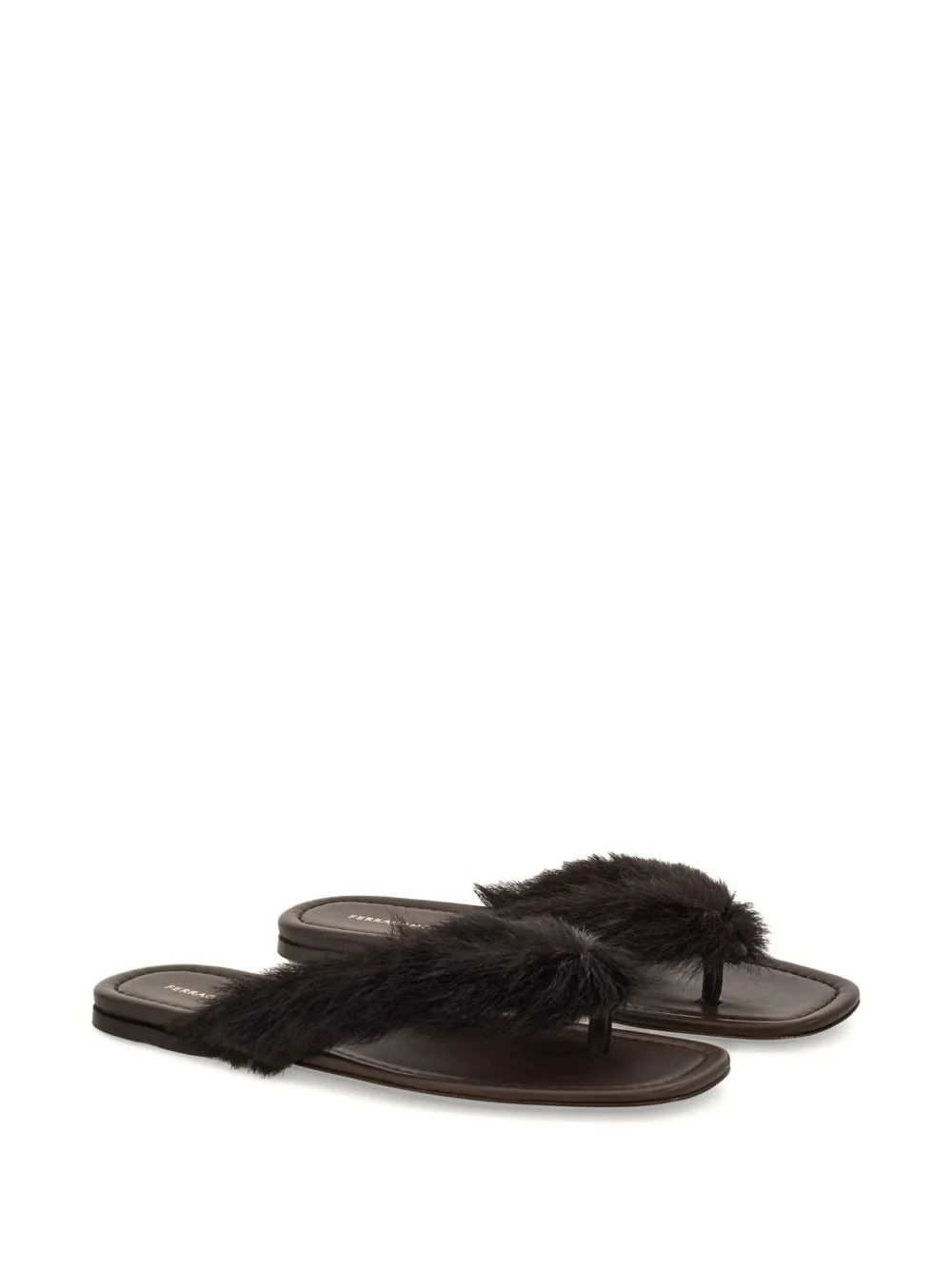 Ferragamo Loly Genuine Shearling Flip Flop In Brown