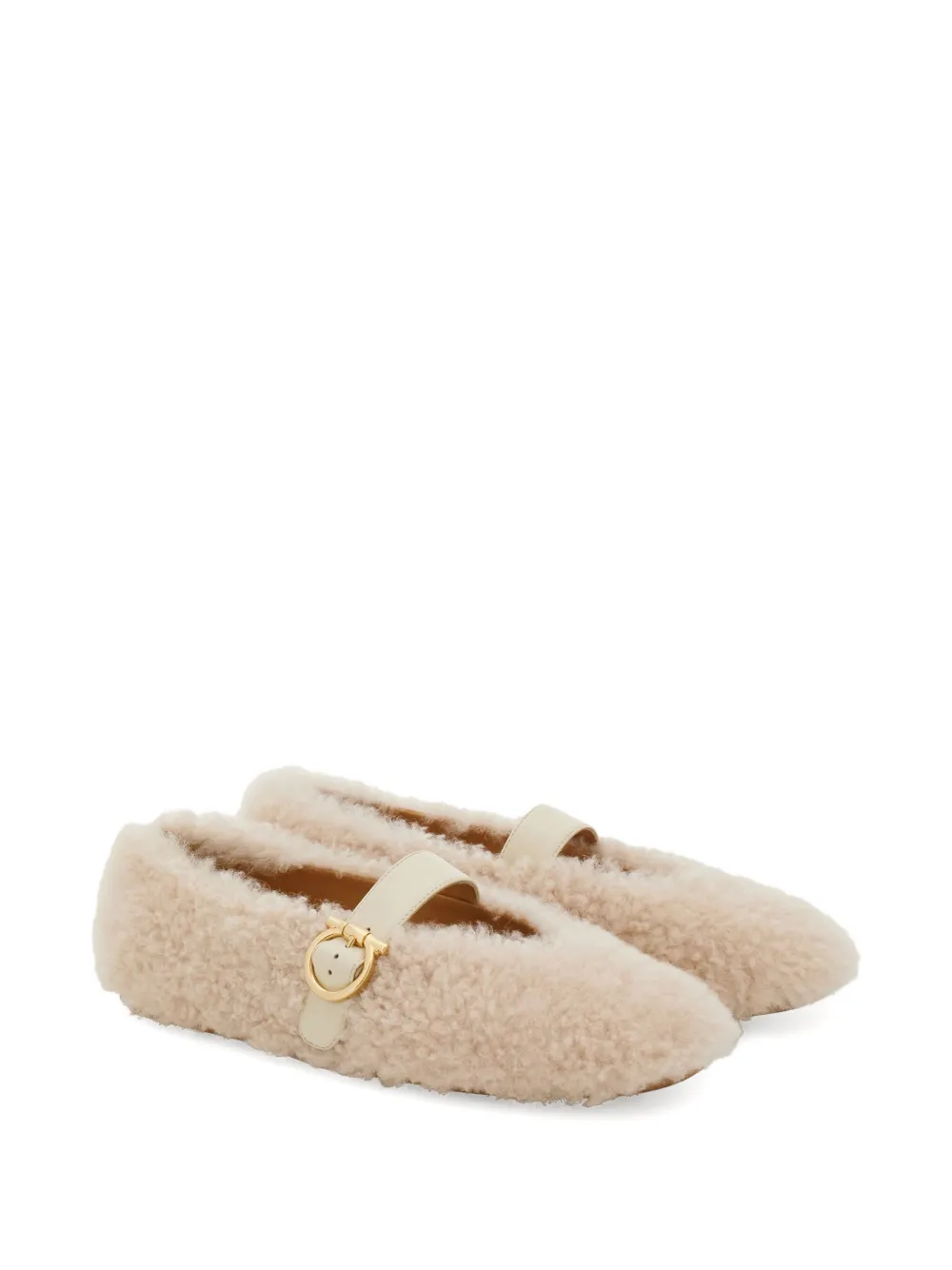 Ferragamo Lammy ballerina's met gesp - Beige