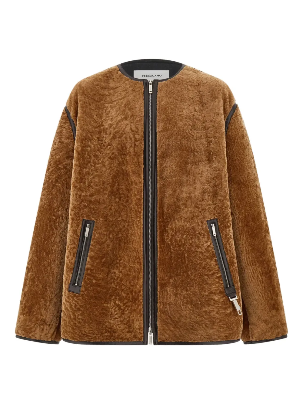 Ferragamo shearling leather-trimmed jacket | Brown | Image 1