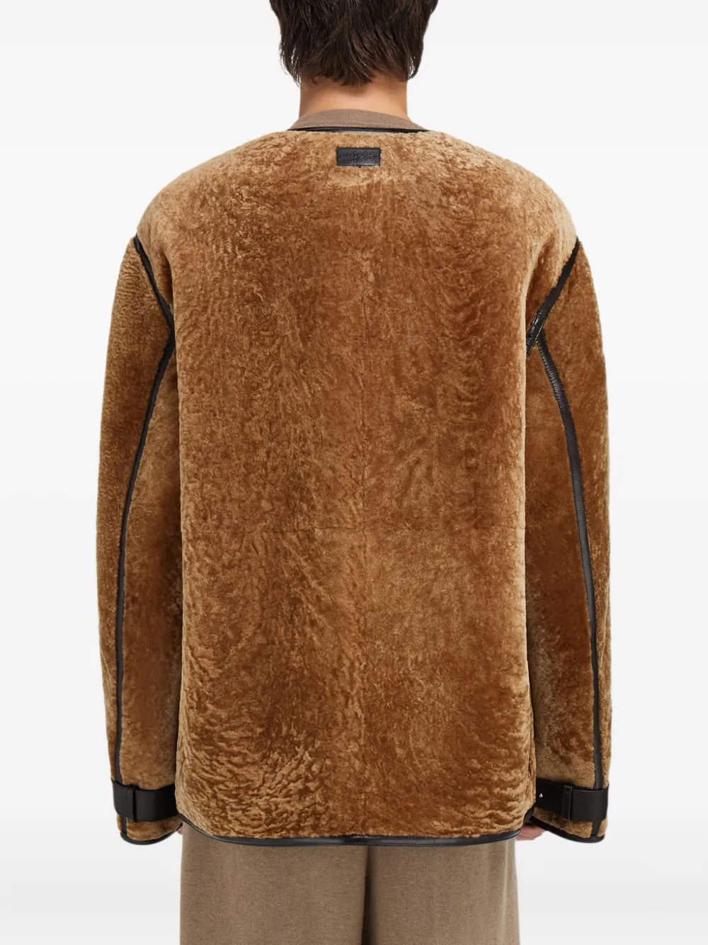 Ferragamo Shearling Leather-trimmed Jacket In Neutral