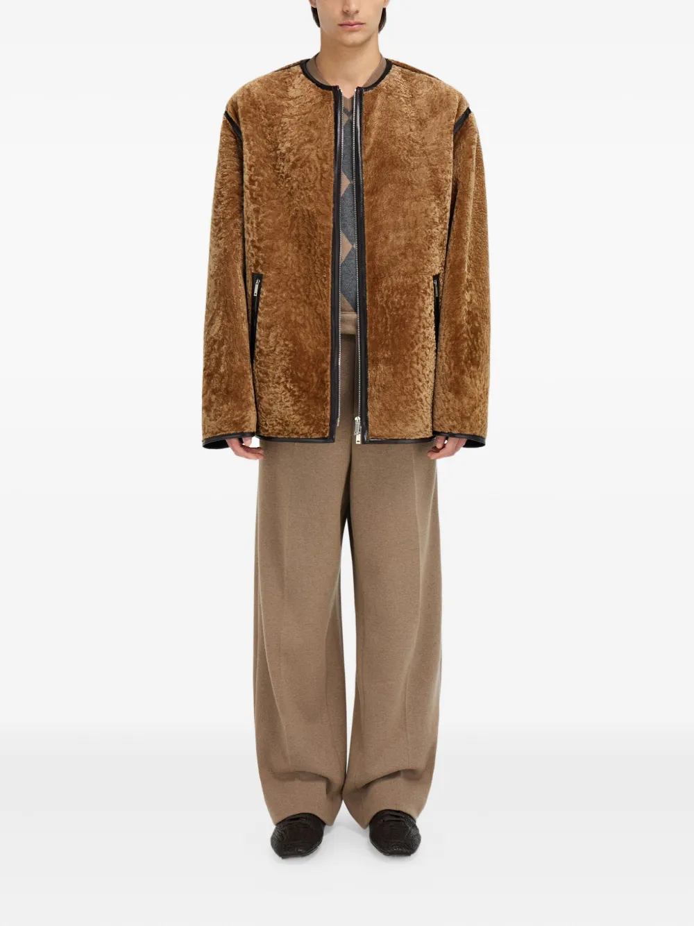 Ferragamo shearling leather-trimmed jacket | Leather Jackets | Image 2