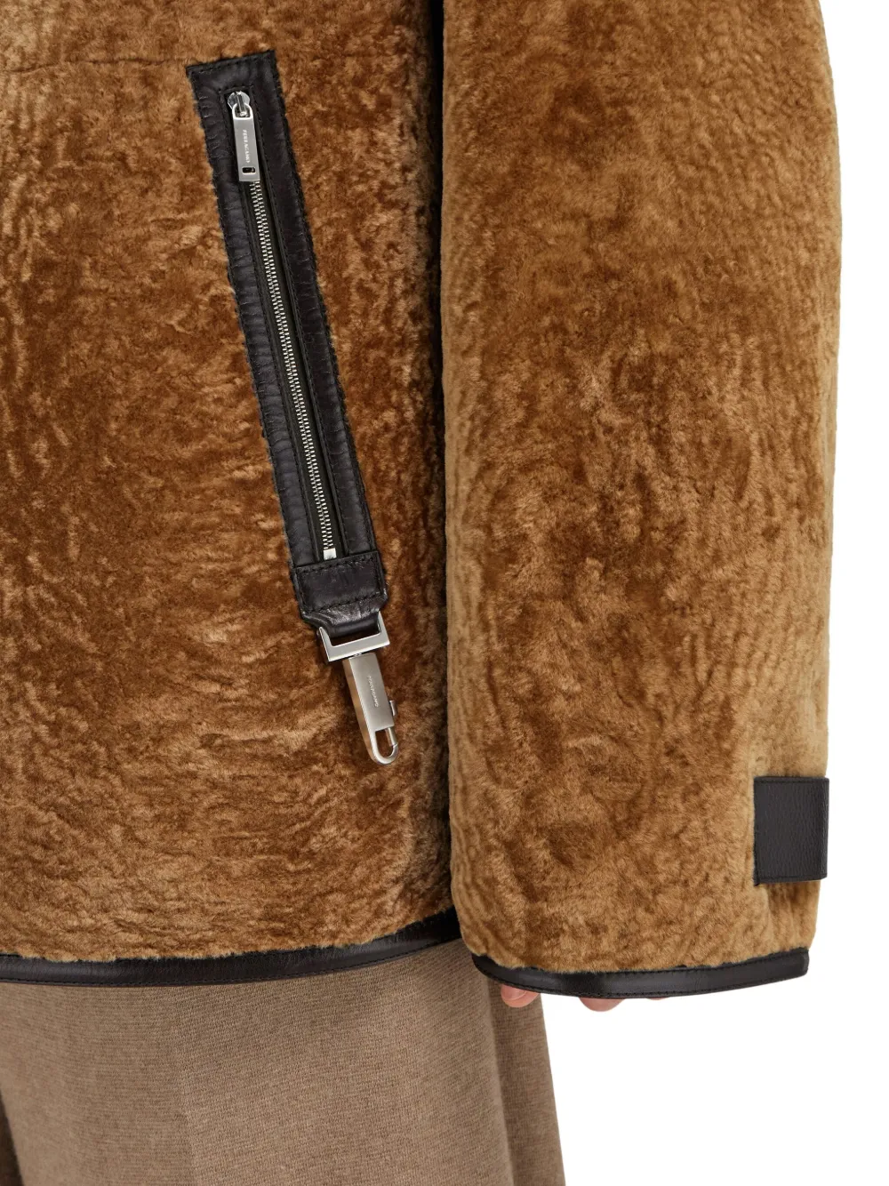 Ferragamo Shearling Leather-trimmed Jacket In Neutral
