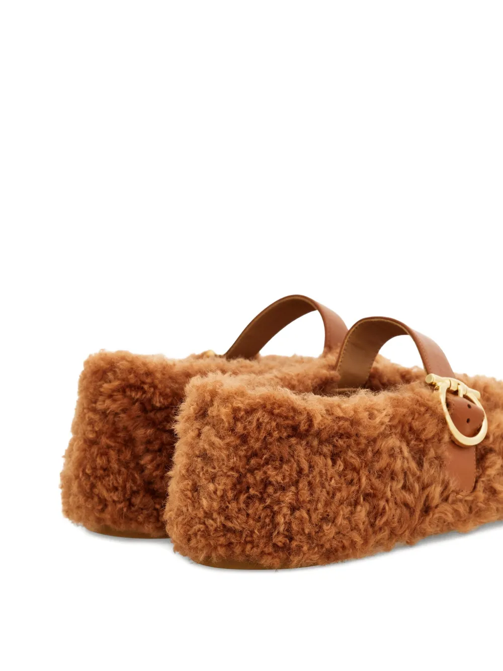 Ferragamo shearling ballet flats Brown