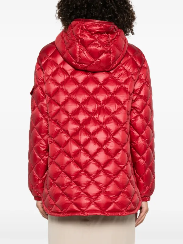 Moncler Quilted Hooded Puffer Jacket Red FARFETCH IN