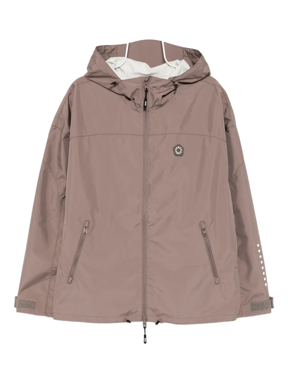Kenzo Dove Grey Zip-up Jacket With Hood In Brown