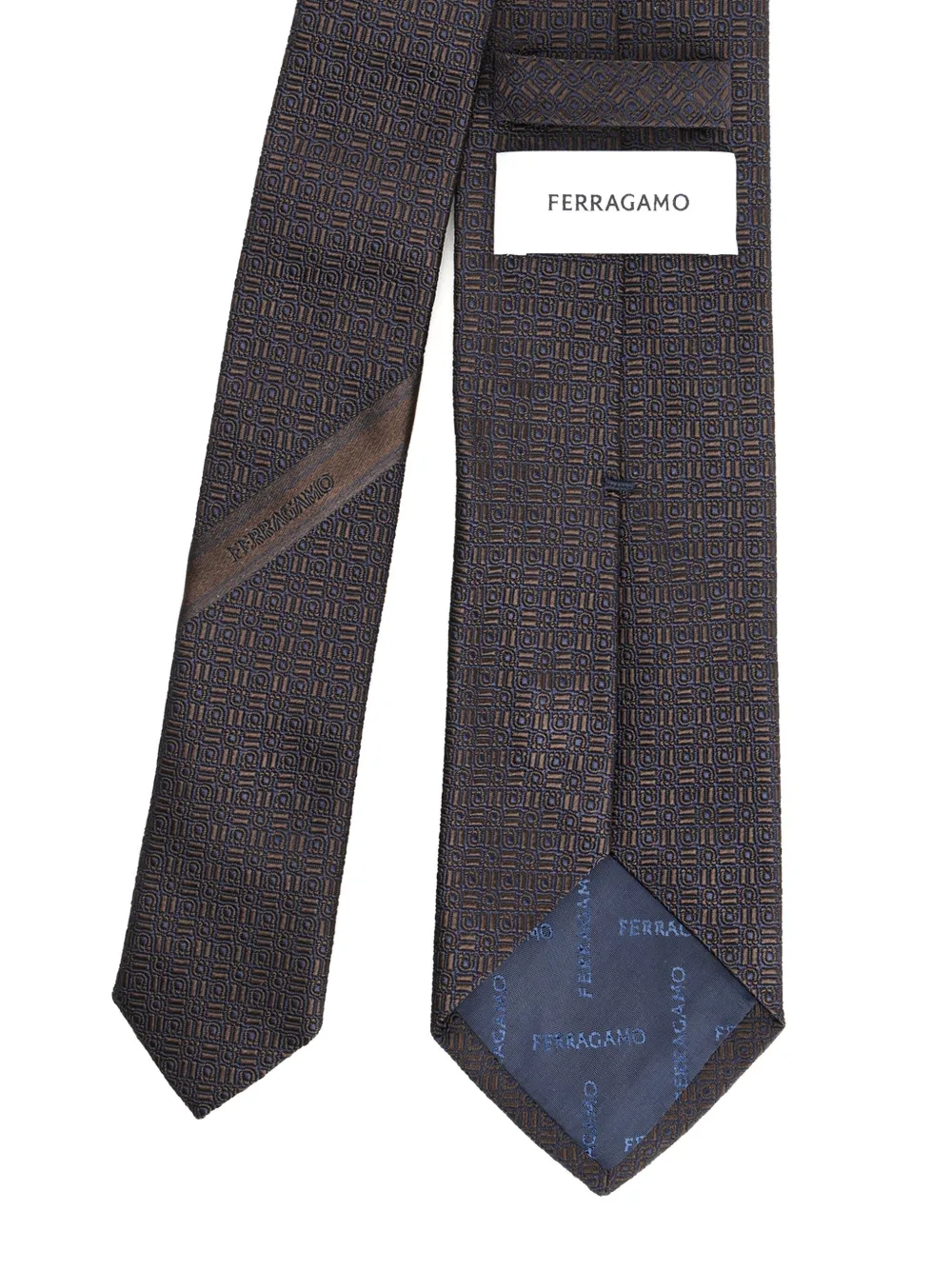 Ferragamo jacquard silk tie Grijs
