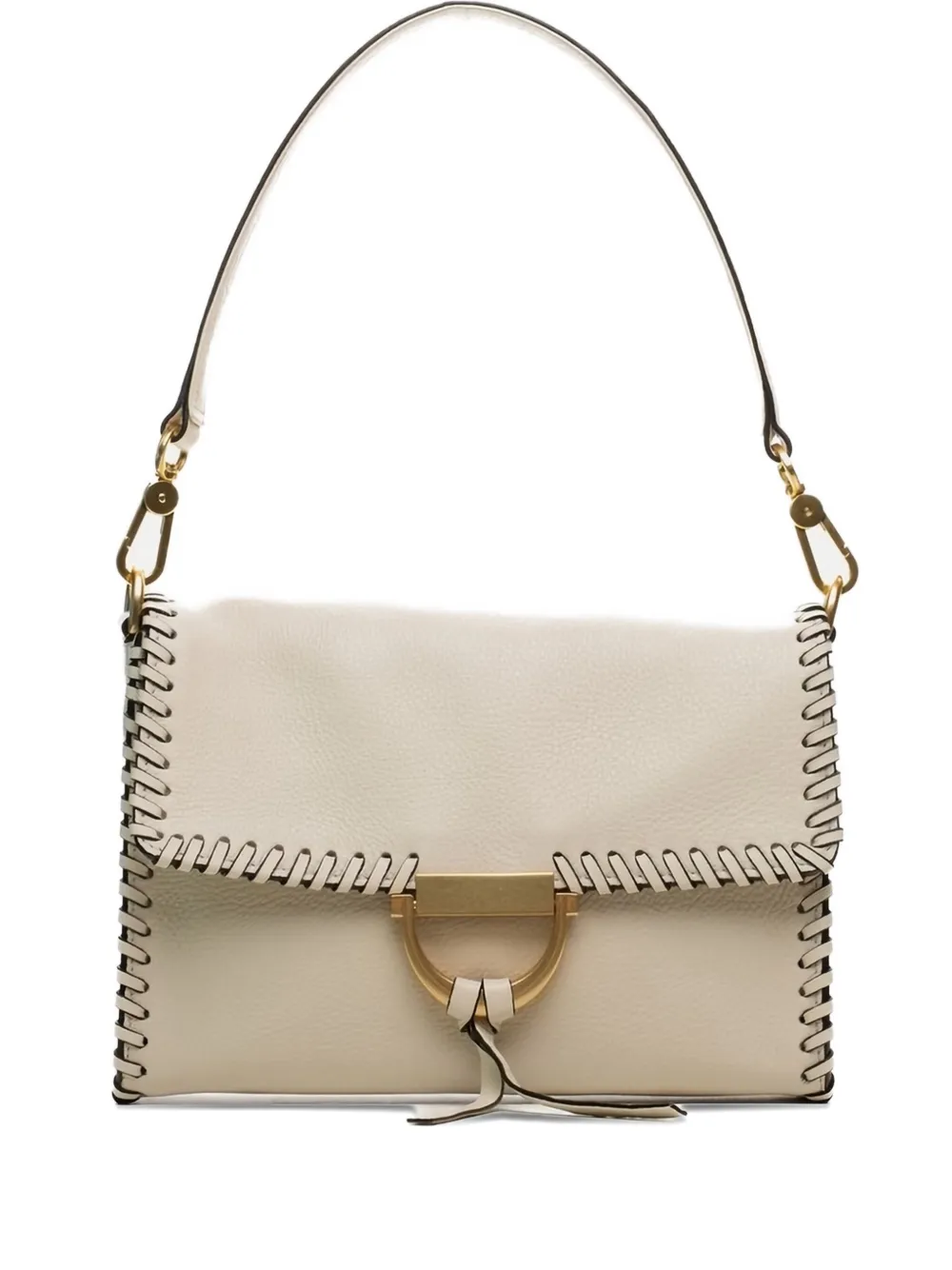 Poche Paris Stitched-detail Top-handle Shoulder Bag In White
