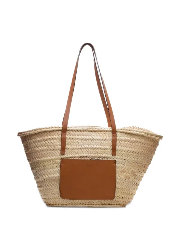 Poche Paris Sac Cabas En Paille à Anses Dessus Tons Neutres