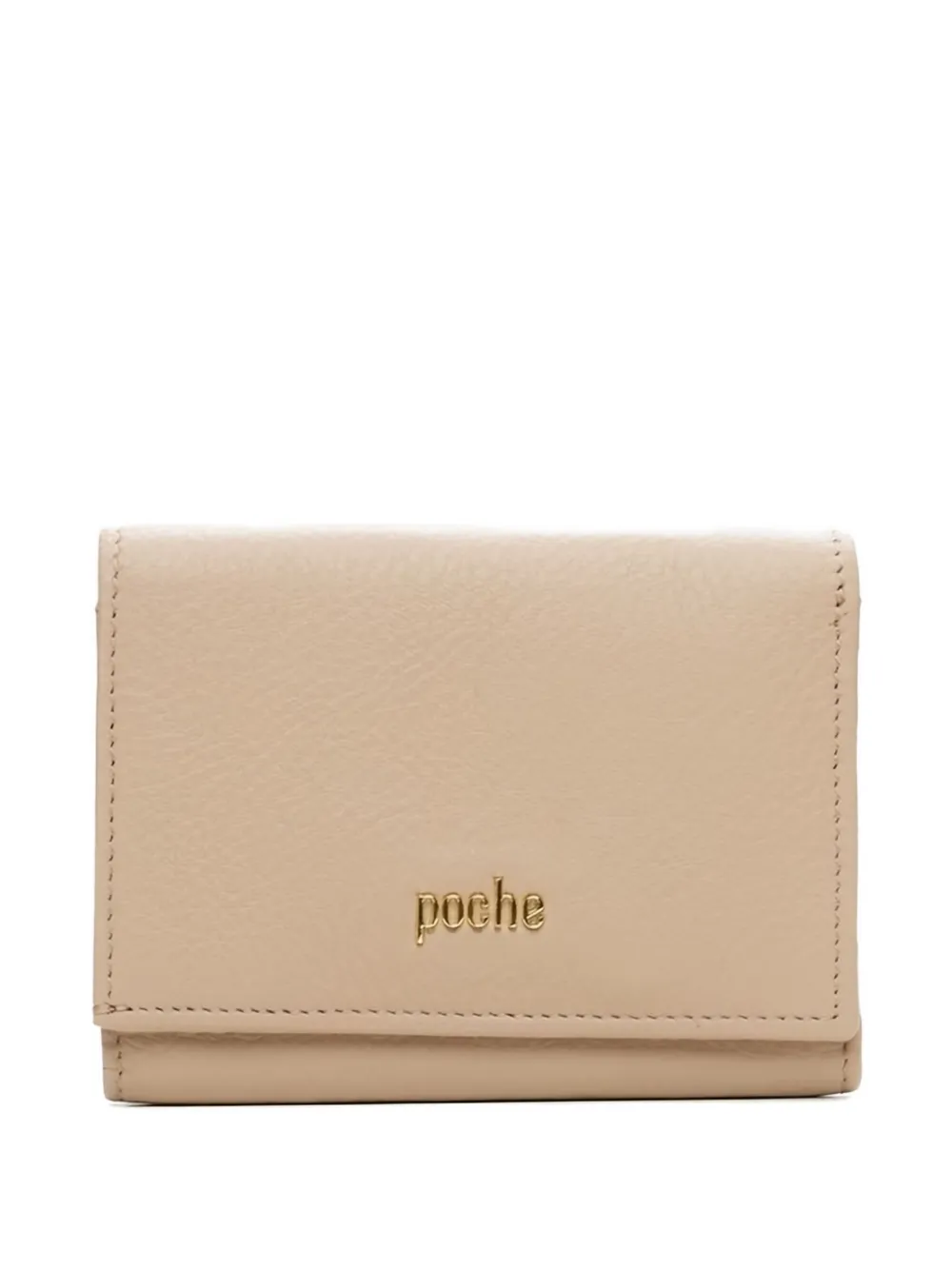 Poche Paris Logo-plaque Trifold Wallet In Neutral