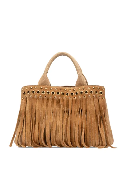 Prada Pre-Owned شنطة يد 'كانابا' كانفا وشمواه بشراشيب 2010-2025