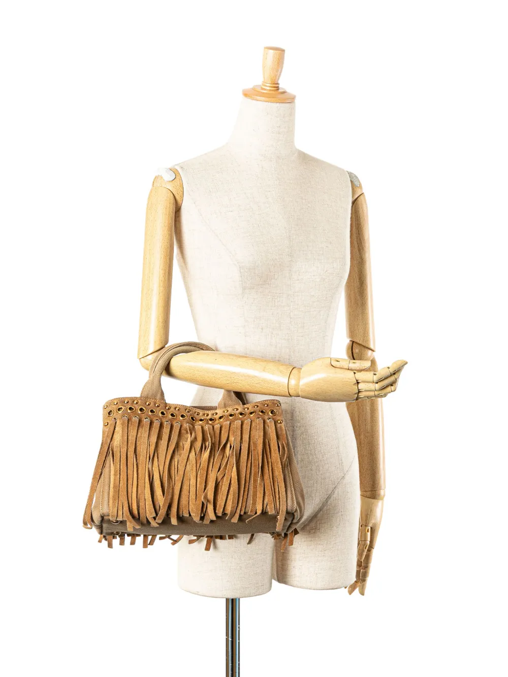 Prada Pre-Owned 2010-2025 Canvas and Suede Fringed Canapa handbag | Pre-Owned | Image 2