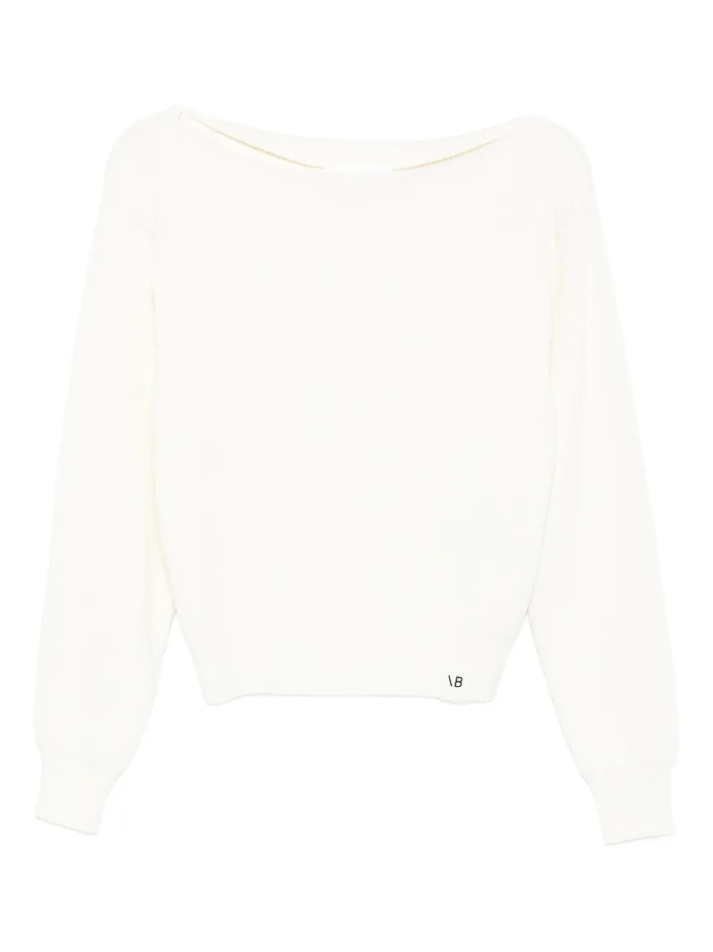Victoria Beckham boat-neck ribbed sweater Beige