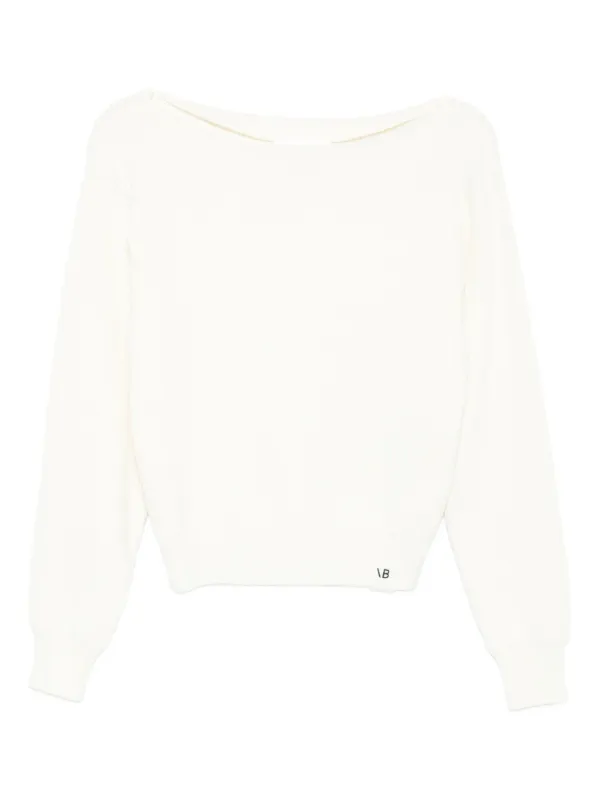 Victoria Beckham Boat-neck Ribbed Sweater in Neutrals