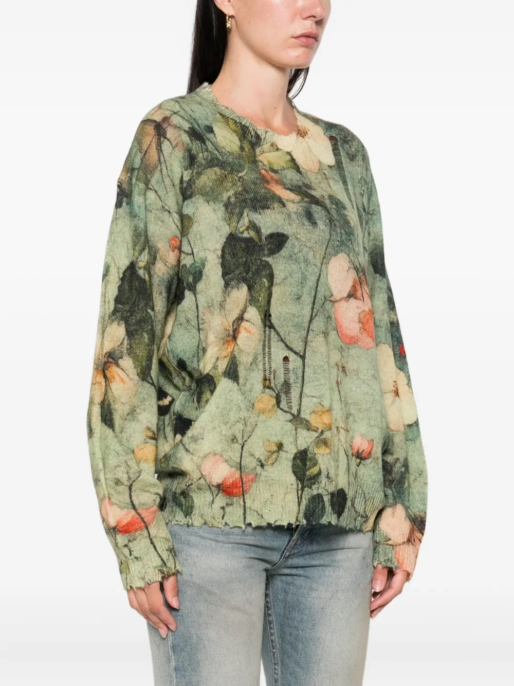 R13 Trui met bloemenprint Groen